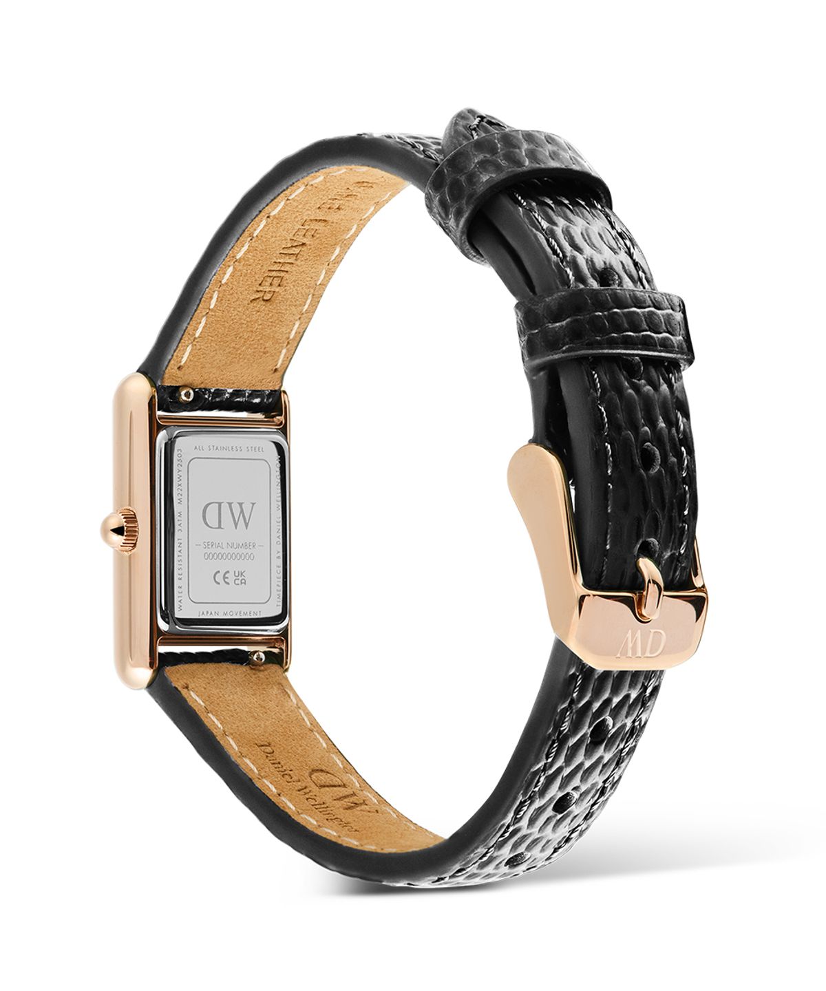 다니엘 웰링턴(DANIEL WELLINGTON) BOUND MINI BLACK LIZARD 로즈골드 블랙 레더 여성시계