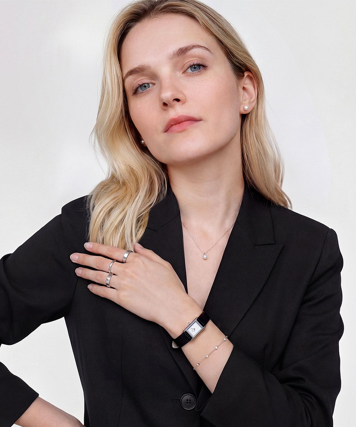 다니엘 웰링턴(DANIEL WELLINGTON) BOUND MINI BLACK LIZARD 실버 블랙 천연가죽 손목시계