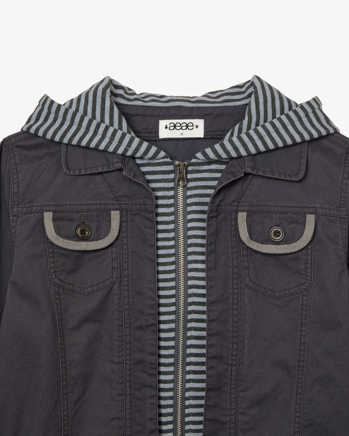 에이이에이이(AEAE) HOODIE LAYERED JACKET [CHARCOAL]