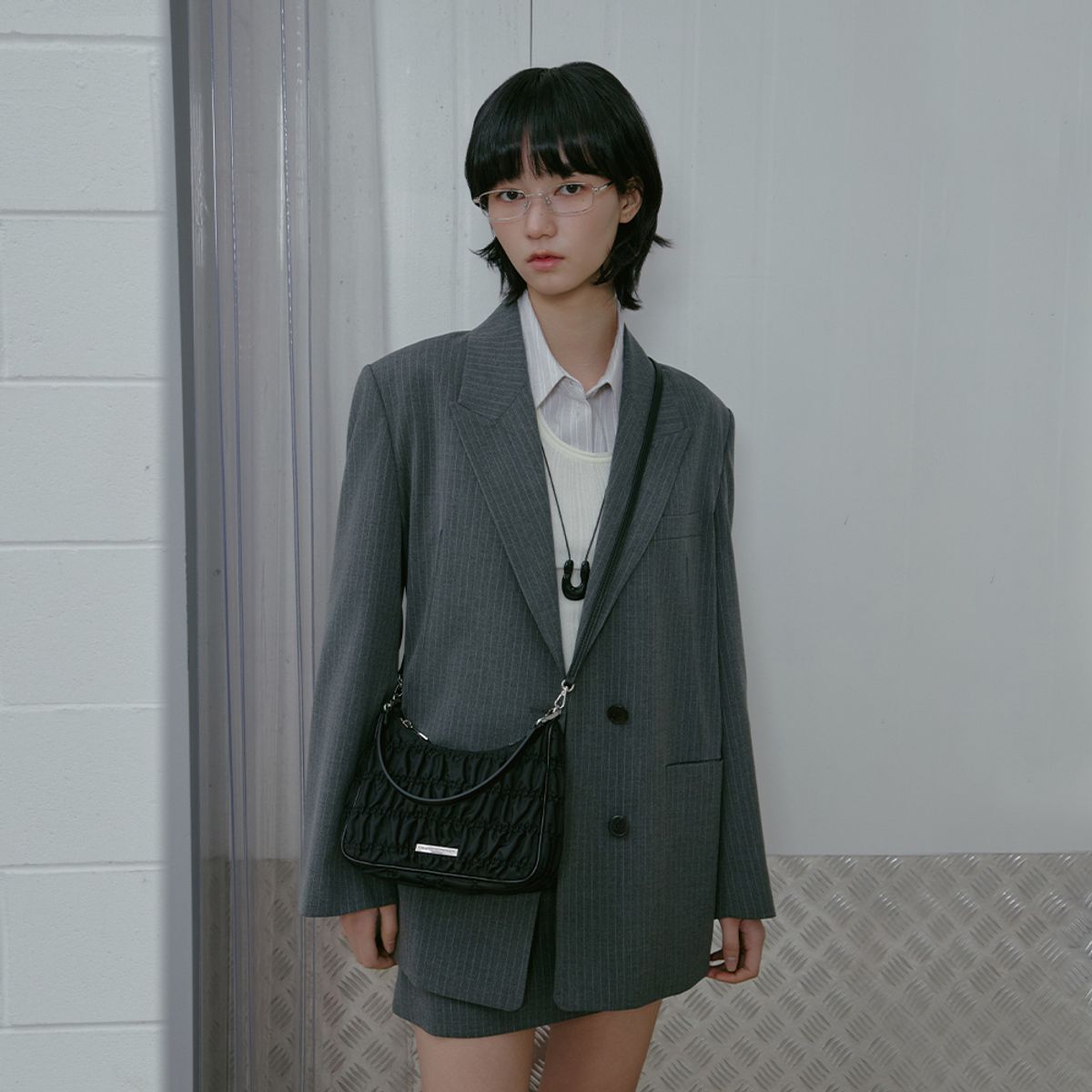 랩(LAP) SHIRRING NYLON HOBO BAG AS7AB222