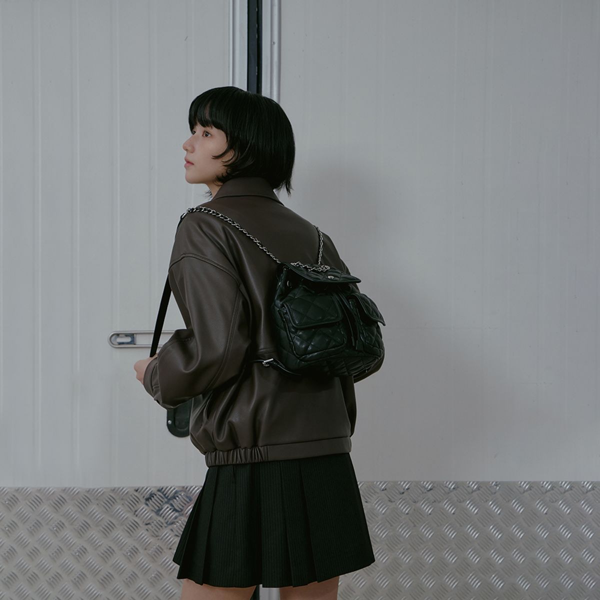 랩(LAP) HEART CHAIN QUILTED BACKPACK AS7AB260