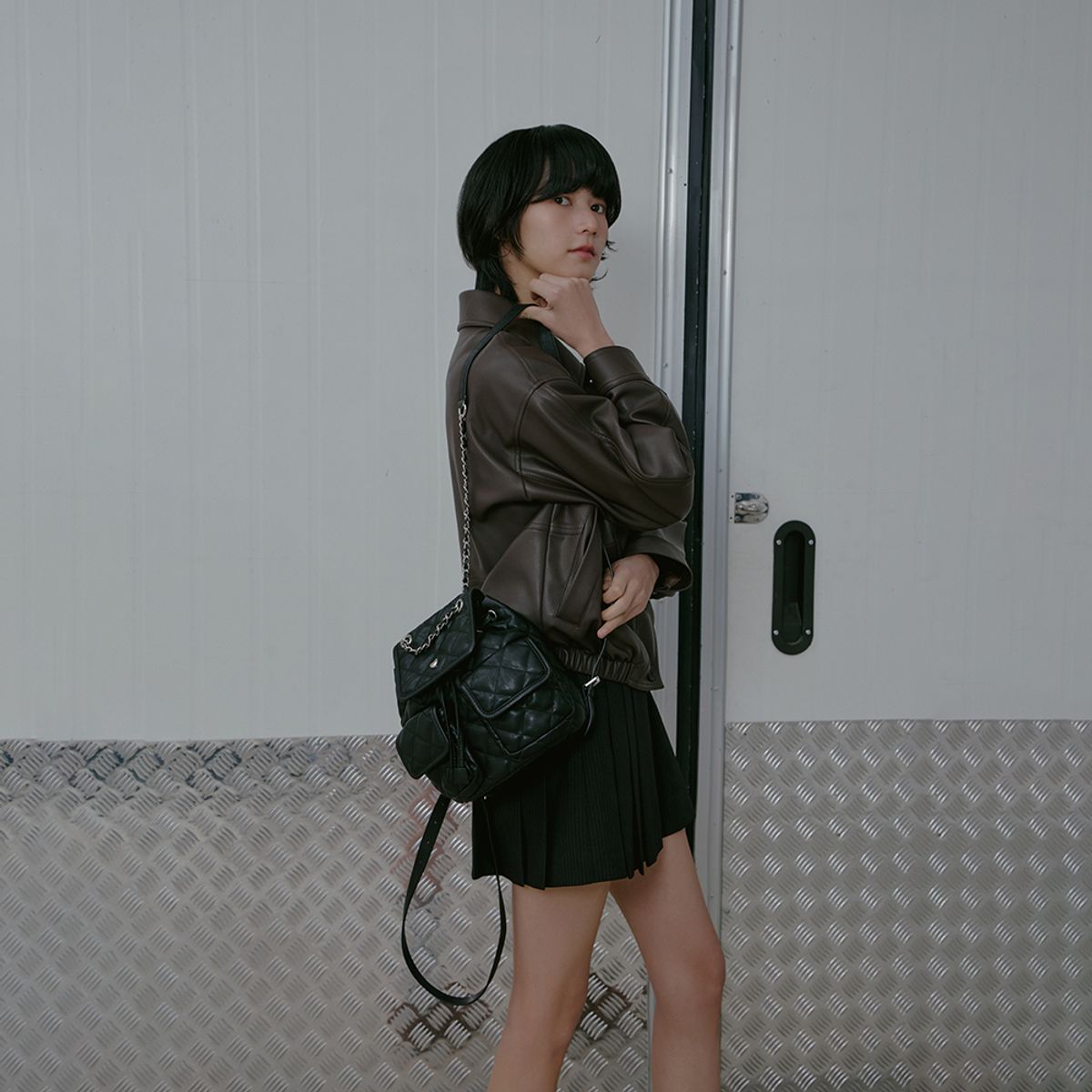 랩(LAP) HEART CHAIN QUILTED BACKPACK AS7AB260