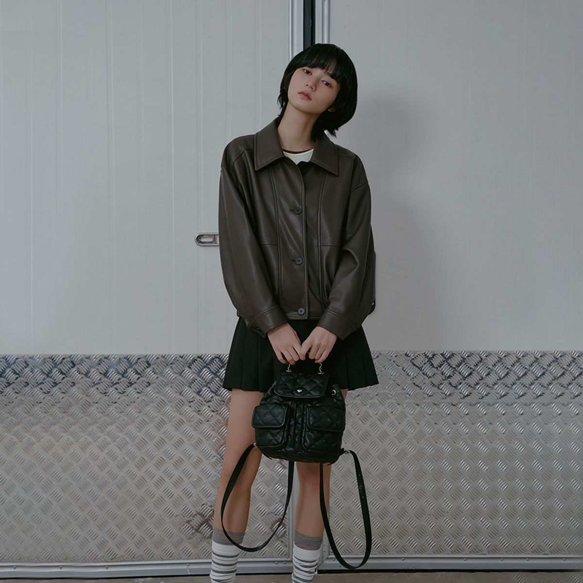 랩(LAP) HEART CHAIN QUILTED BACKPACK AS7AB260
