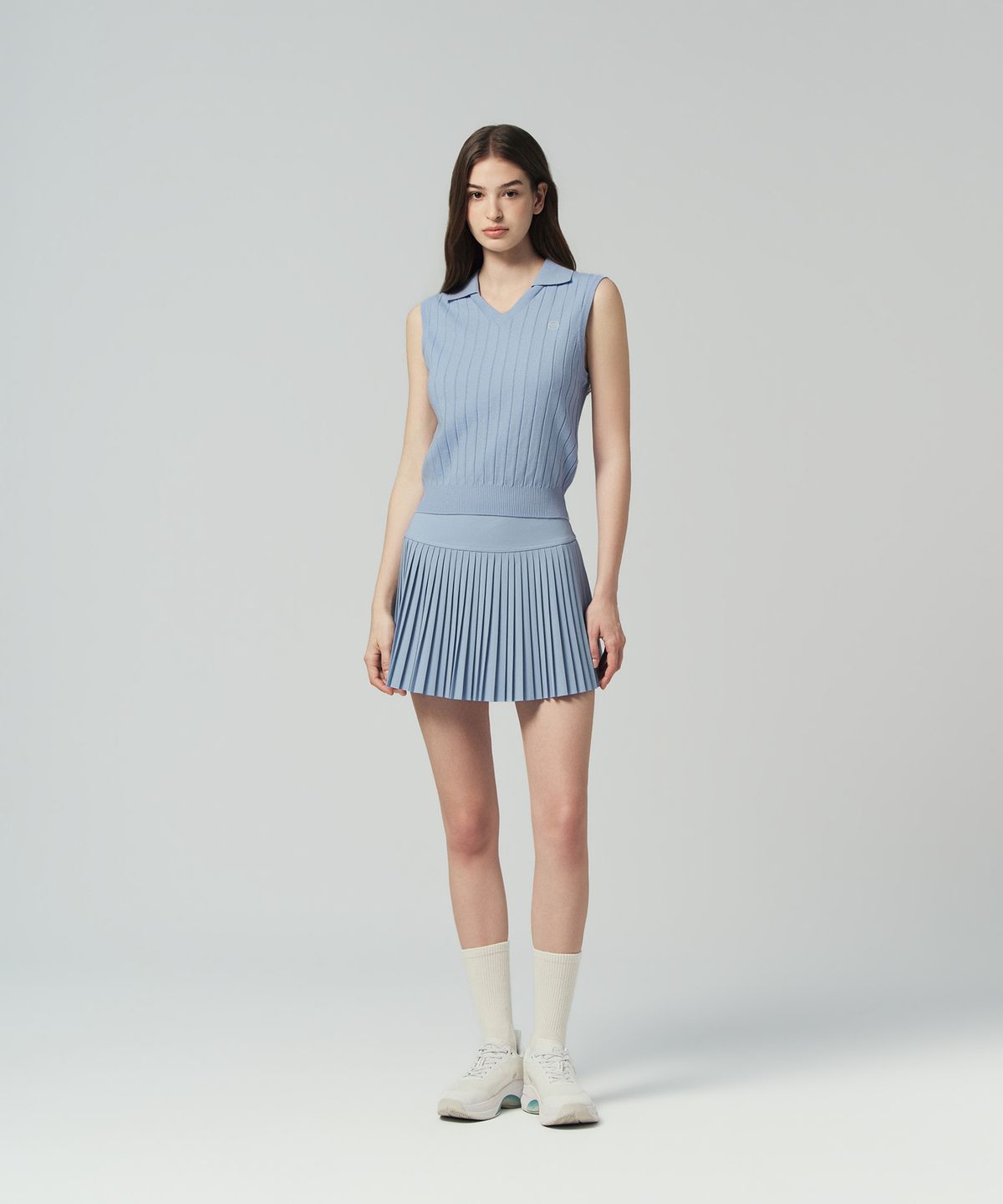 세르지오 타키니(SERGIO TACCHINI) W 슬리브리스 폴로 스웨터 베스트 (L.Indigo)