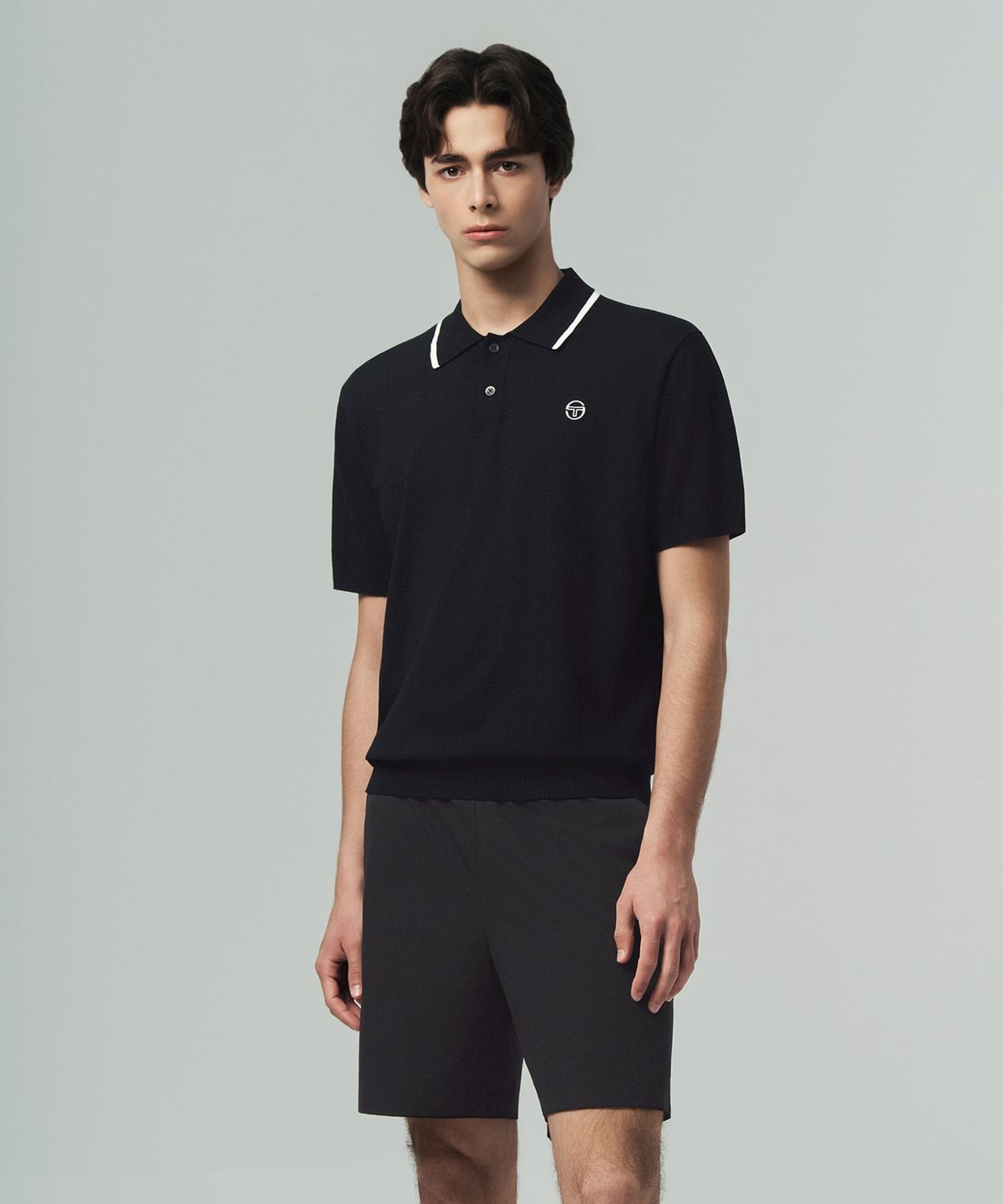 세르지오 타키니(SERGIO TACCHINI) M 스몰 케이블 반팔 폴로 (Black)