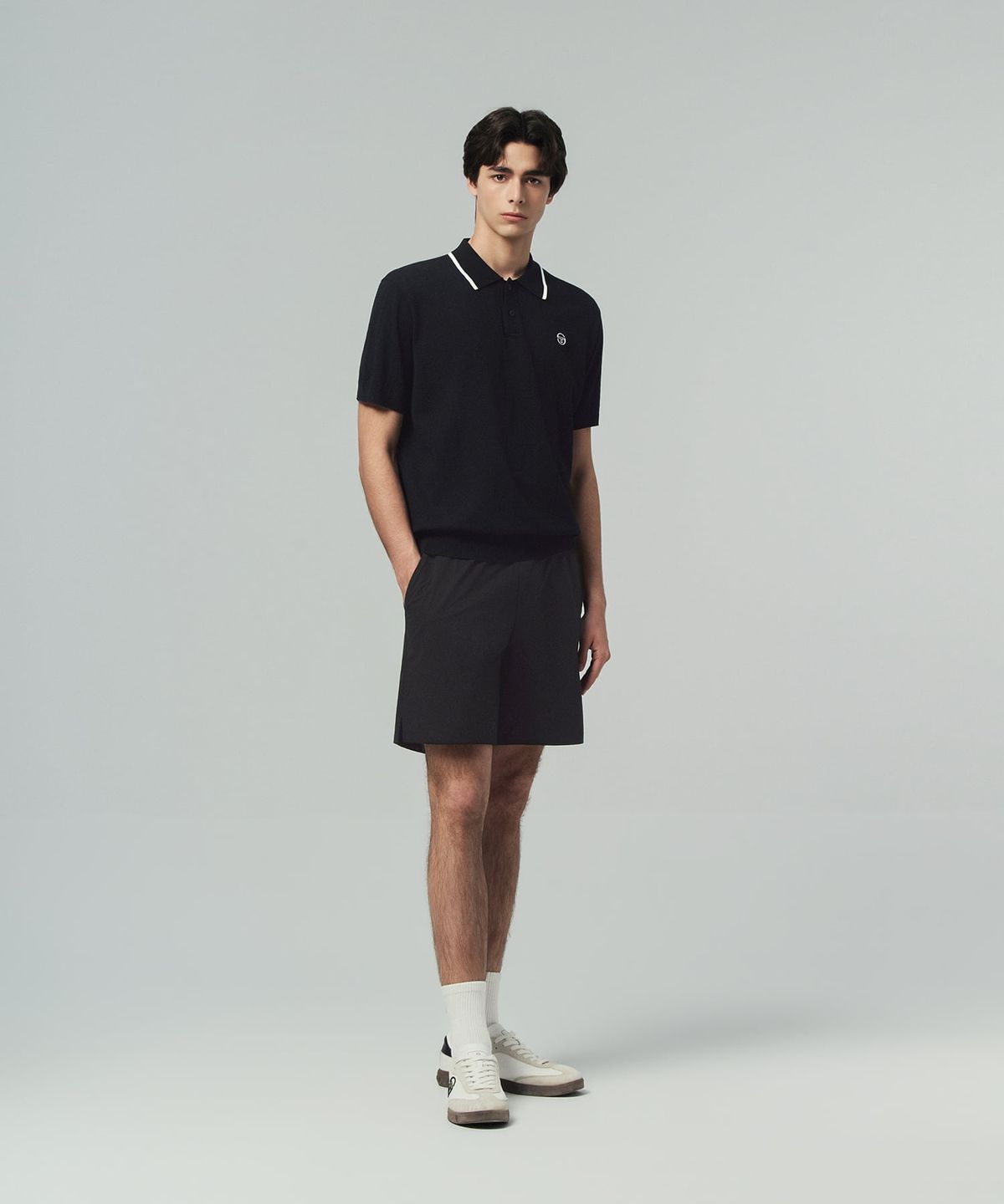 세르지오 타키니(SERGIO TACCHINI) M 스몰 케이블 반팔 폴로 (Black)