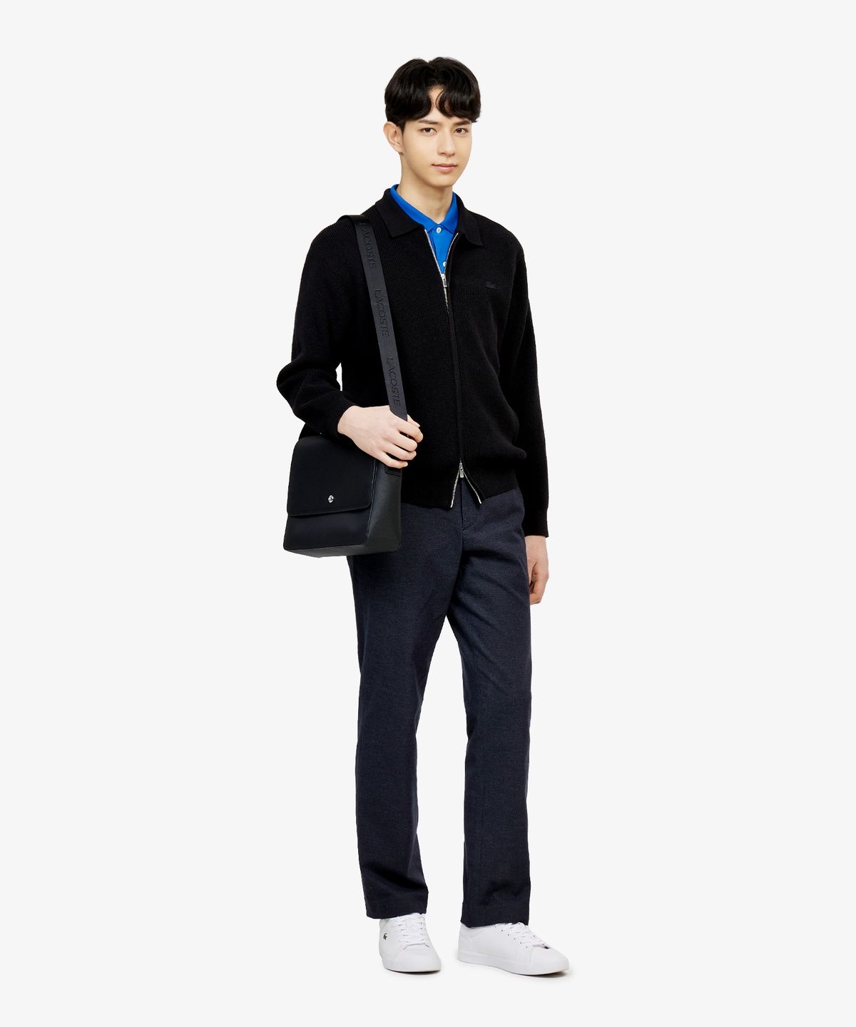 라코스테(LACOSTE) 남성 립조직 카라 집업 가디건 AH403E-56G 031