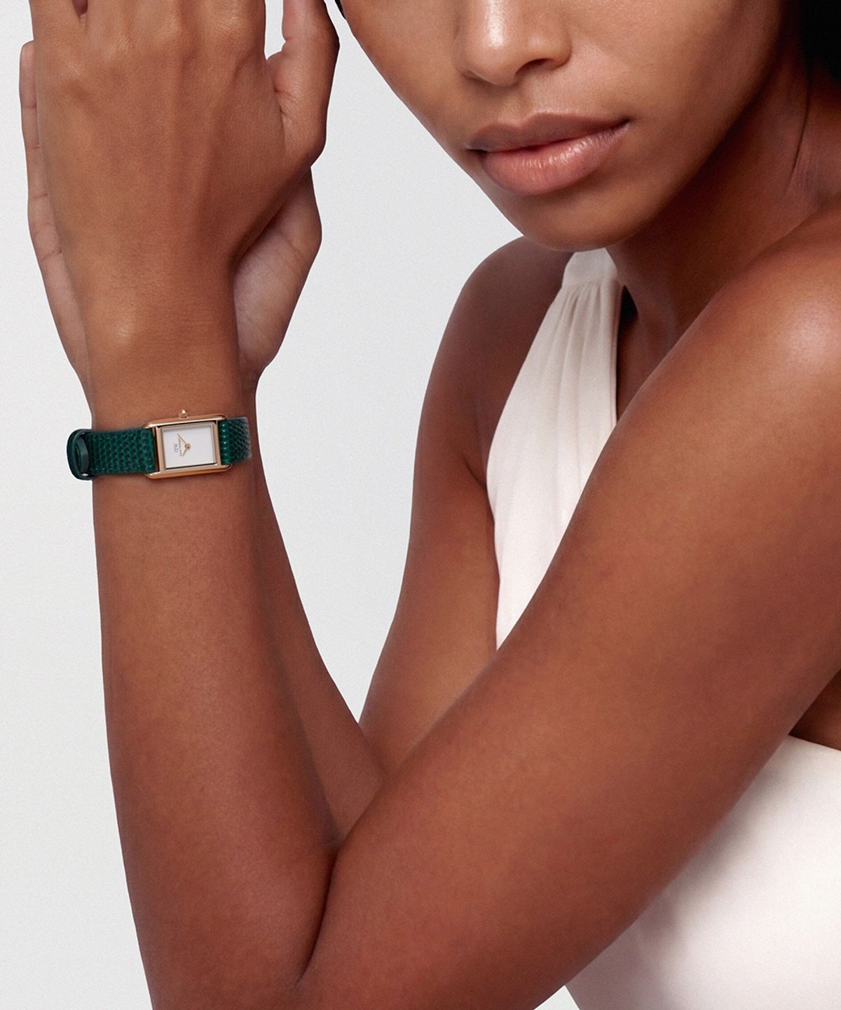 다니엘 웰링턴(DANIEL WELLINGTON) BOUND MINI GREEN LIZARD 로즈골드 포인트 여자손목시계