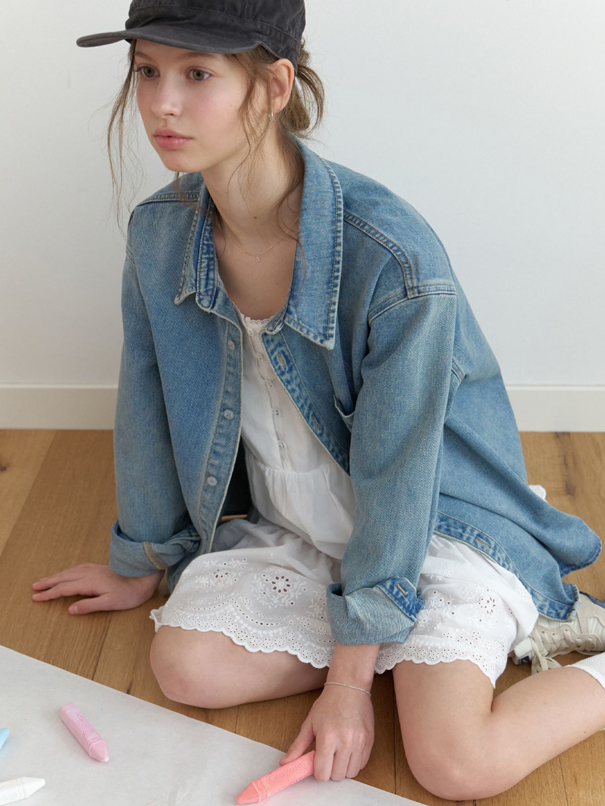 리엘(RE L) Moe denim shirt jacket (blue)