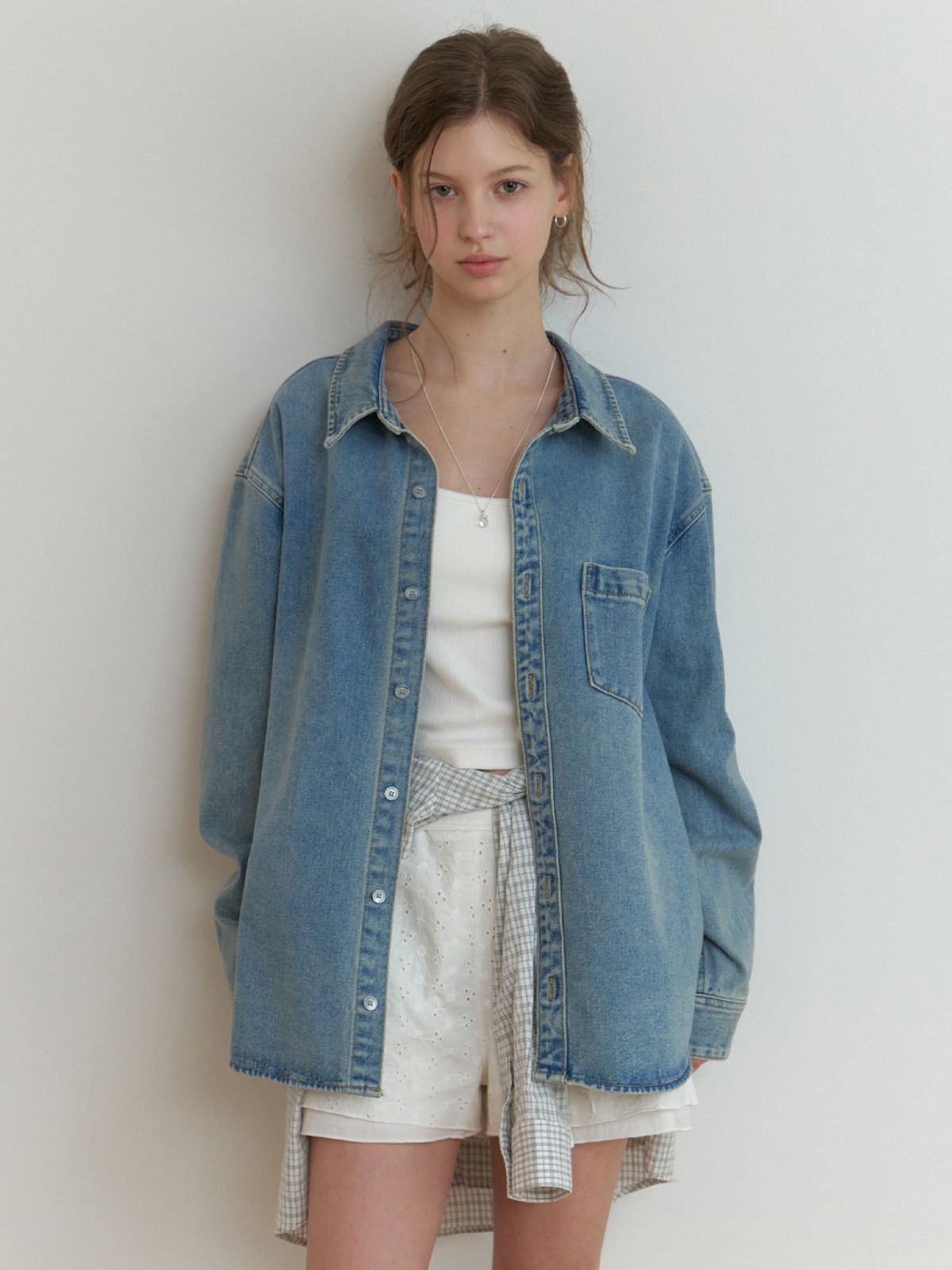 리엘(RE L) Moe denim shirt jacket (blue)