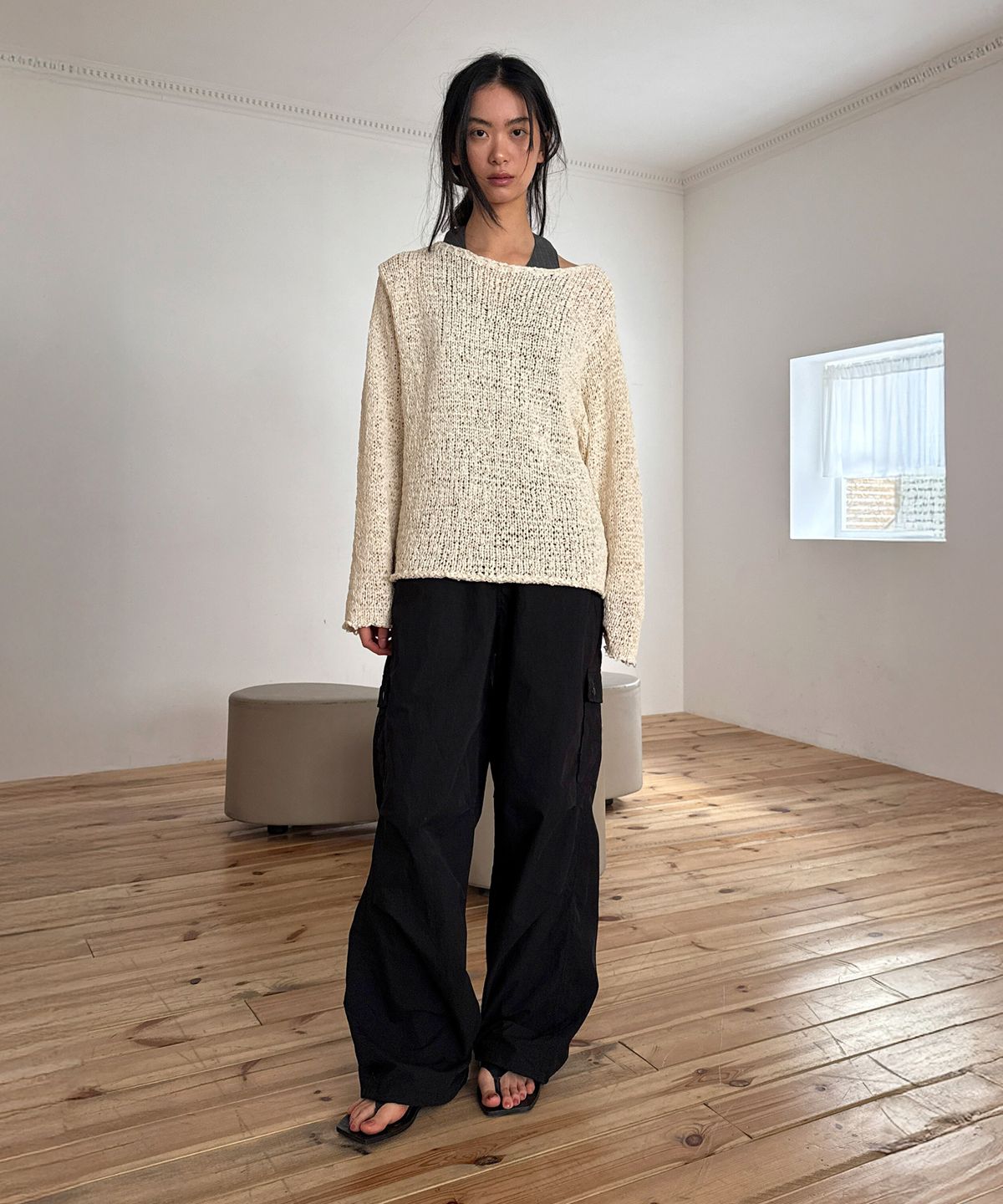 다이애그널(DIAGONAL) LOOSE TEXTURE KNIT (ivory)