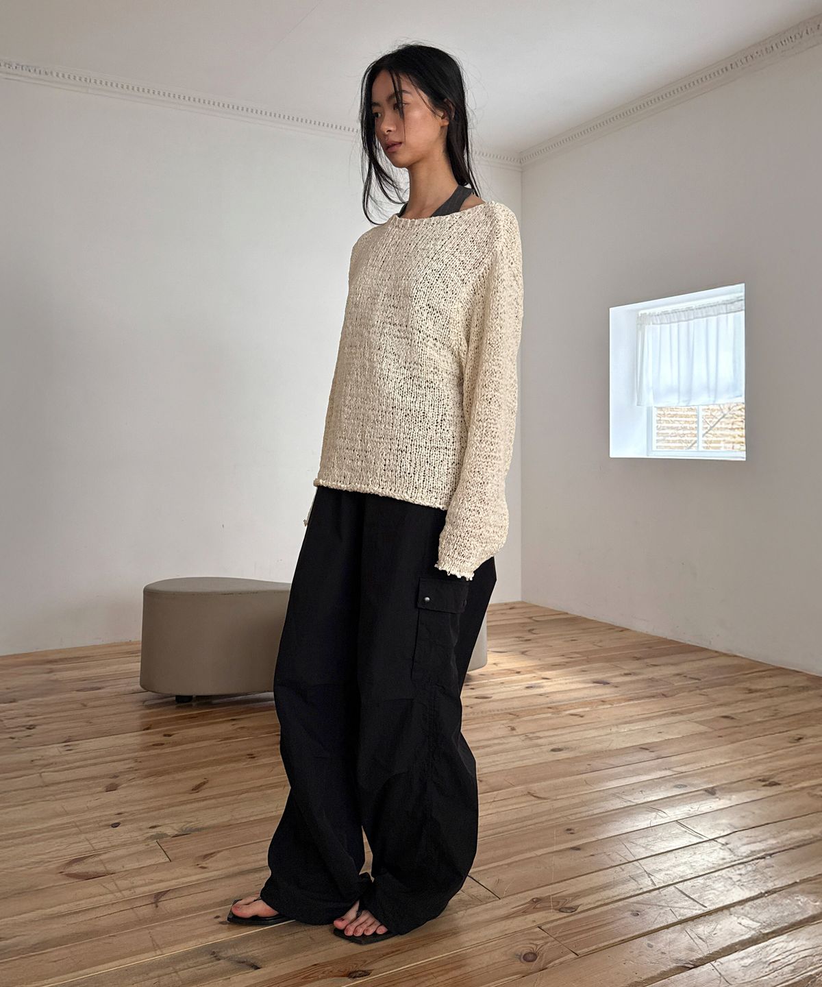다이애그널(DIAGONAL) LOOSE TEXTURE KNIT (ivory)