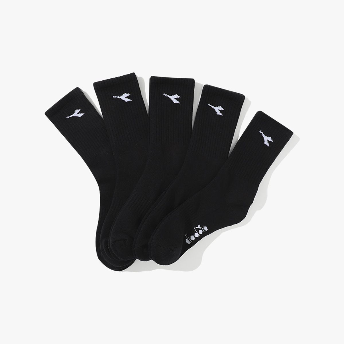 디아도라(diadora) 베이직 쿠셔닝 삭스 5PCS BLACK