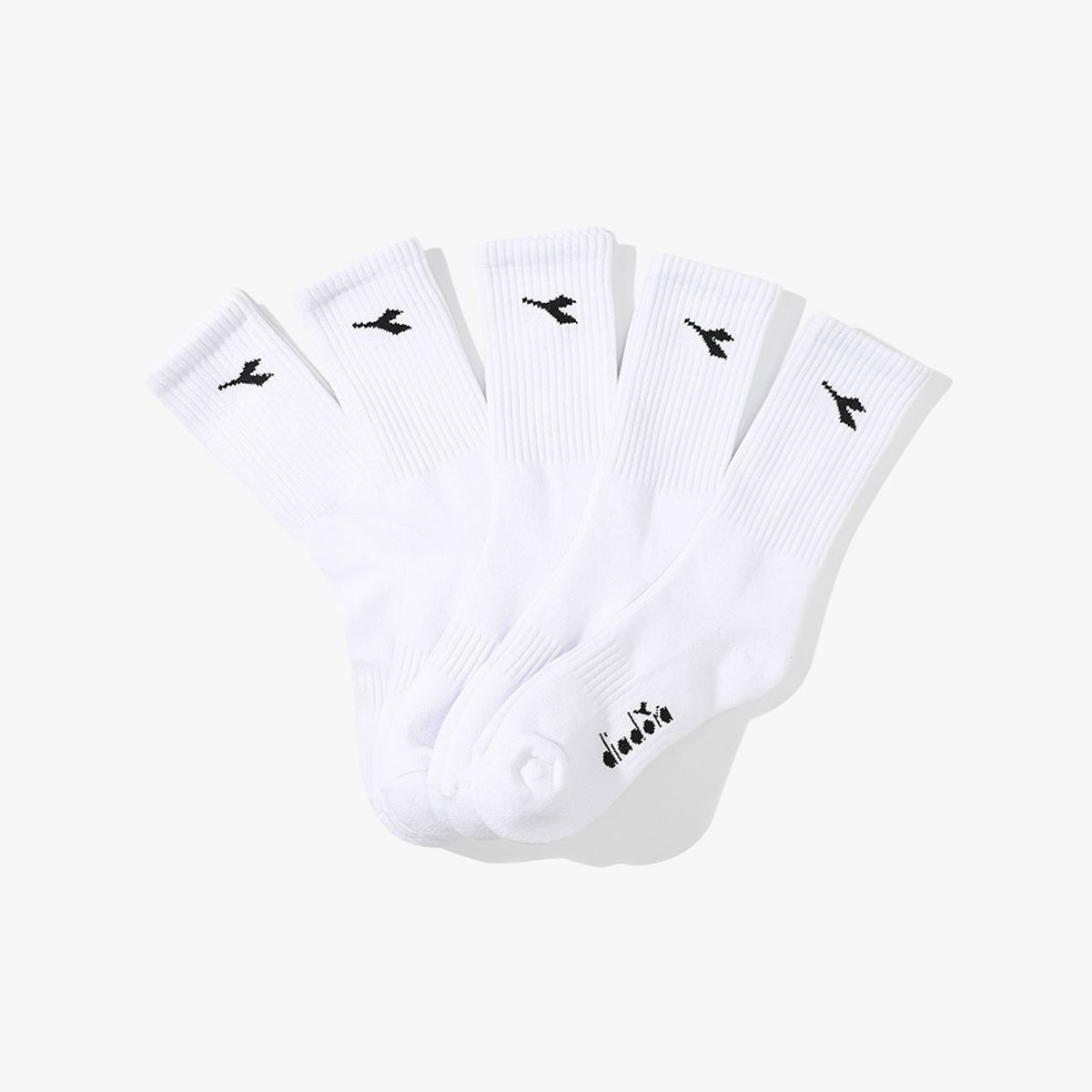 디아도라(diadora) 베이직 쿠셔닝 삭스 5PCS WHITE
