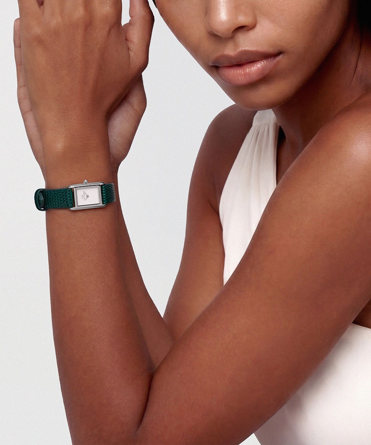 다니엘 웰링턴(DANIEL WELLINGTON) BOUND MINI GREEN LIZARD 실버 엠보싱 패턴 데일리 워치