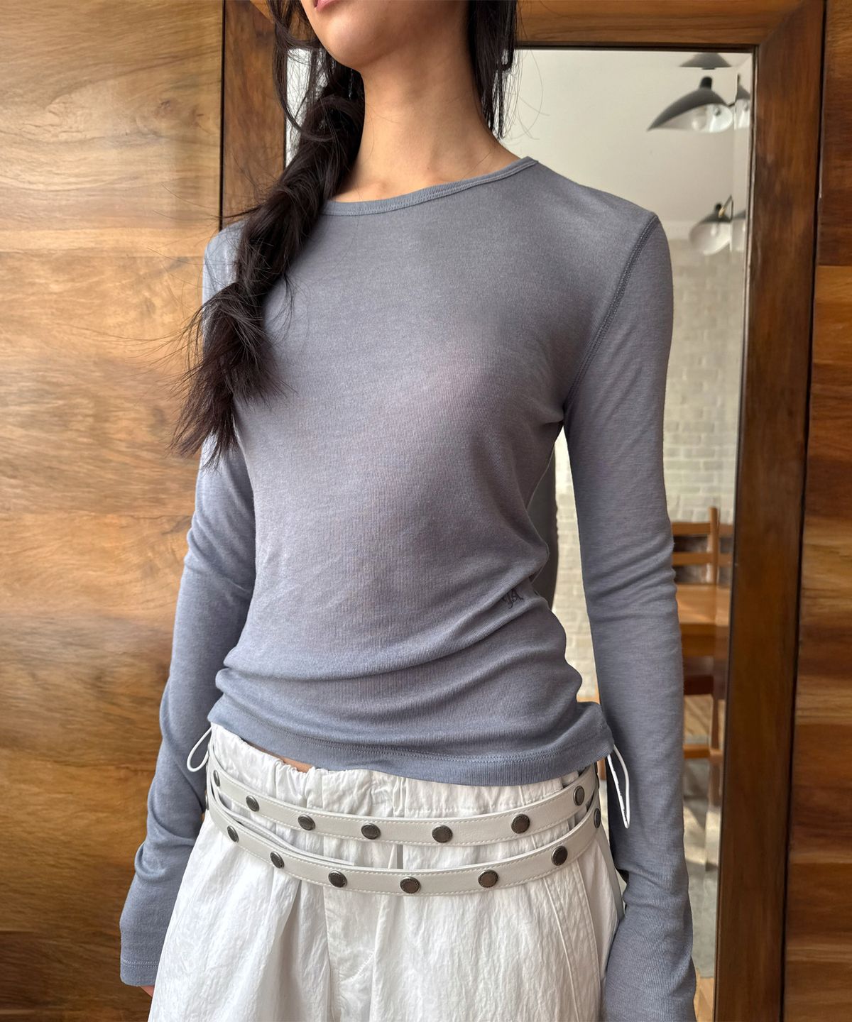 다이애그널(DIAGONAL) WOOL BASIC TEE (blue)