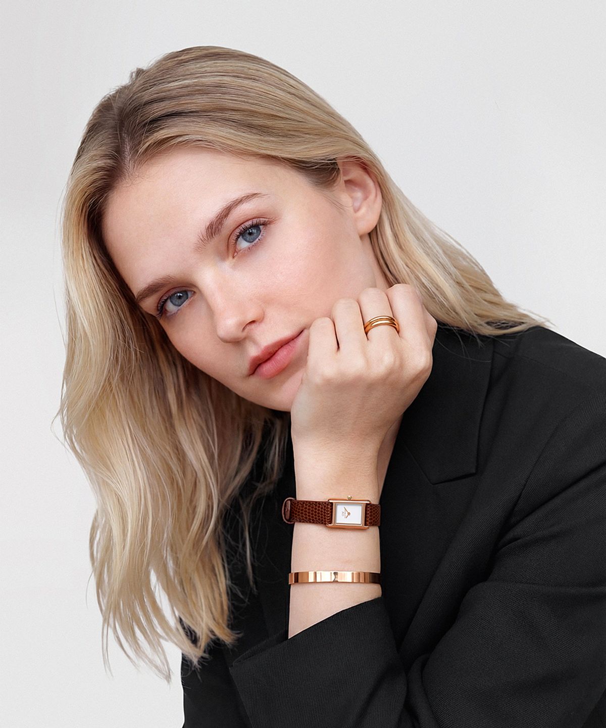 다니엘 웰링턴(DANIEL WELLINGTON) BOUND MINI LIGHT BROWN LIZARD 빈티지 가죽 시계