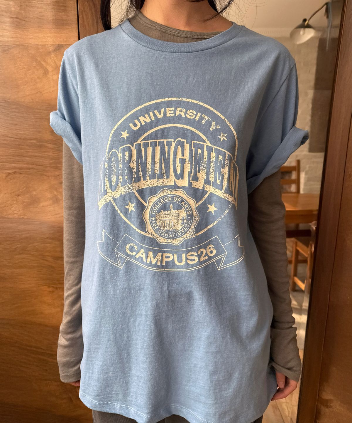 다이애그널(DIAGONAL) VINTAGE CAMPUS TEE (blue)