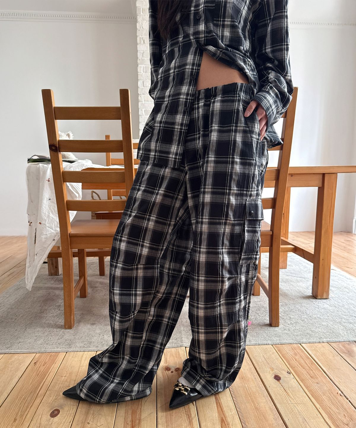 다이애그널(DIAGONAL) WAIST STOPPER CARGO PANTS (mix1)