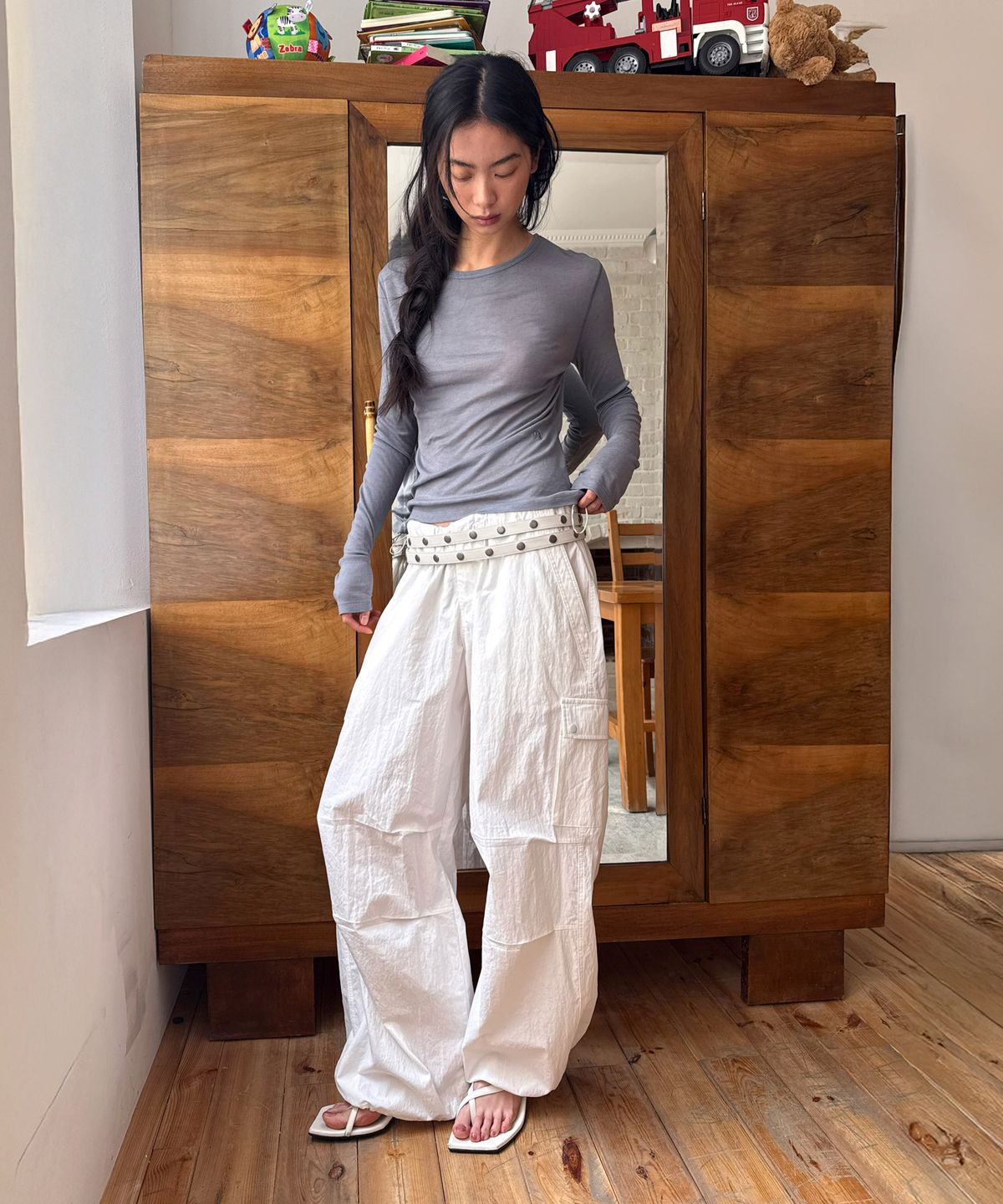 다이애그널(DIAGONAL) SNAP DOUBLE BELT (white)