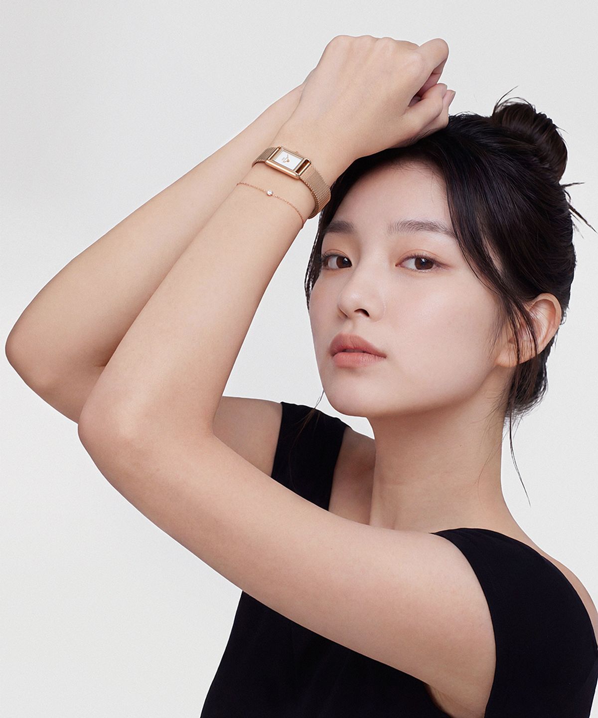 다니엘 웰링턴(DANIEL WELLINGTON) BOUND MINI MELROSE 여자 로즈골드 메시 사각다이얼 패션시계