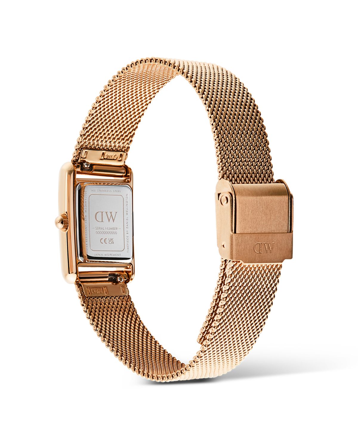 다니엘 웰링턴(DANIEL WELLINGTON) BOUND MINI MELROSE 여자 로즈골드 메시 사각다이얼 패션시계