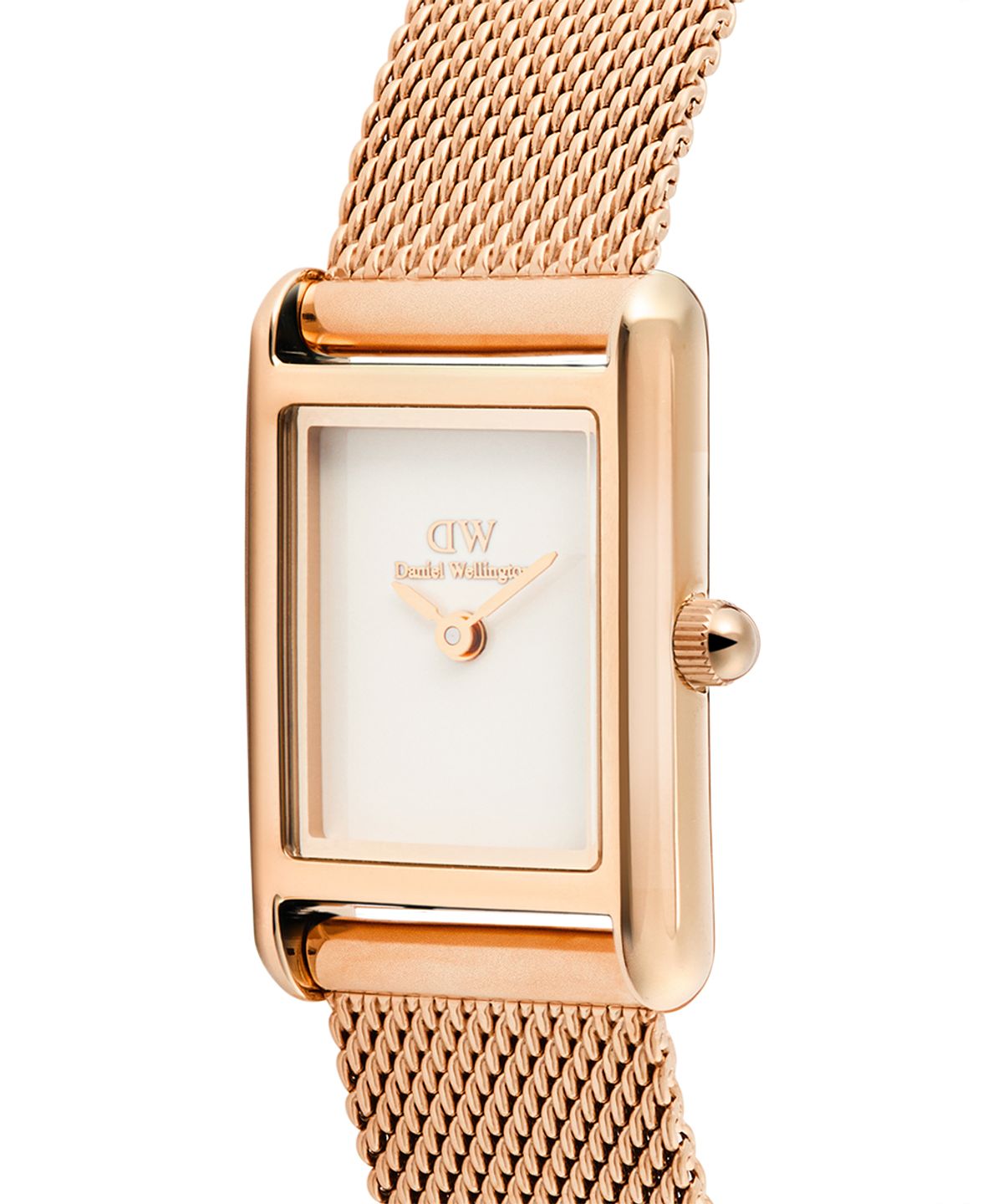다니엘 웰링턴(DANIEL WELLINGTON) BOUND MINI MELROSE 여자 로즈골드 메시 사각다이얼 패션시계