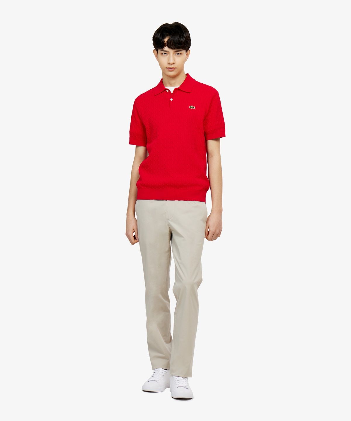 라코스테(LACOSTE) 남성 케이블 반팔 스웨터 폴로 셔츠 PH368E-56G 240