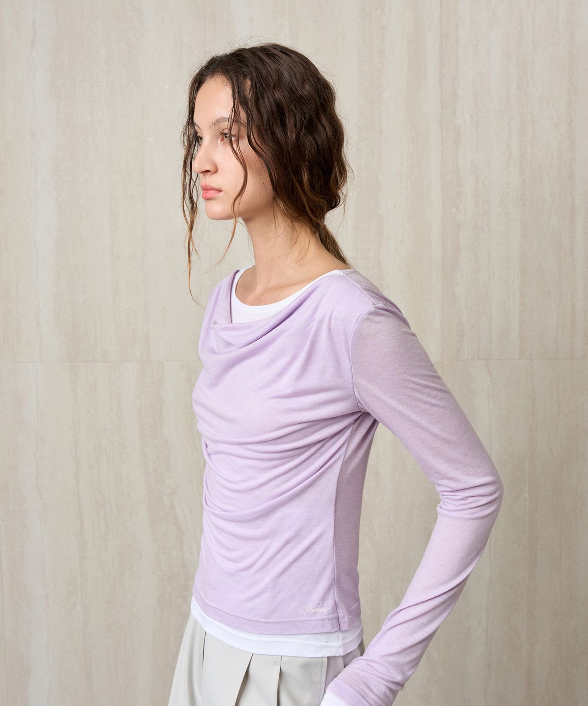 리이(RE RHEE) WOOL JERSEY LAYERED TOP LILIAC
