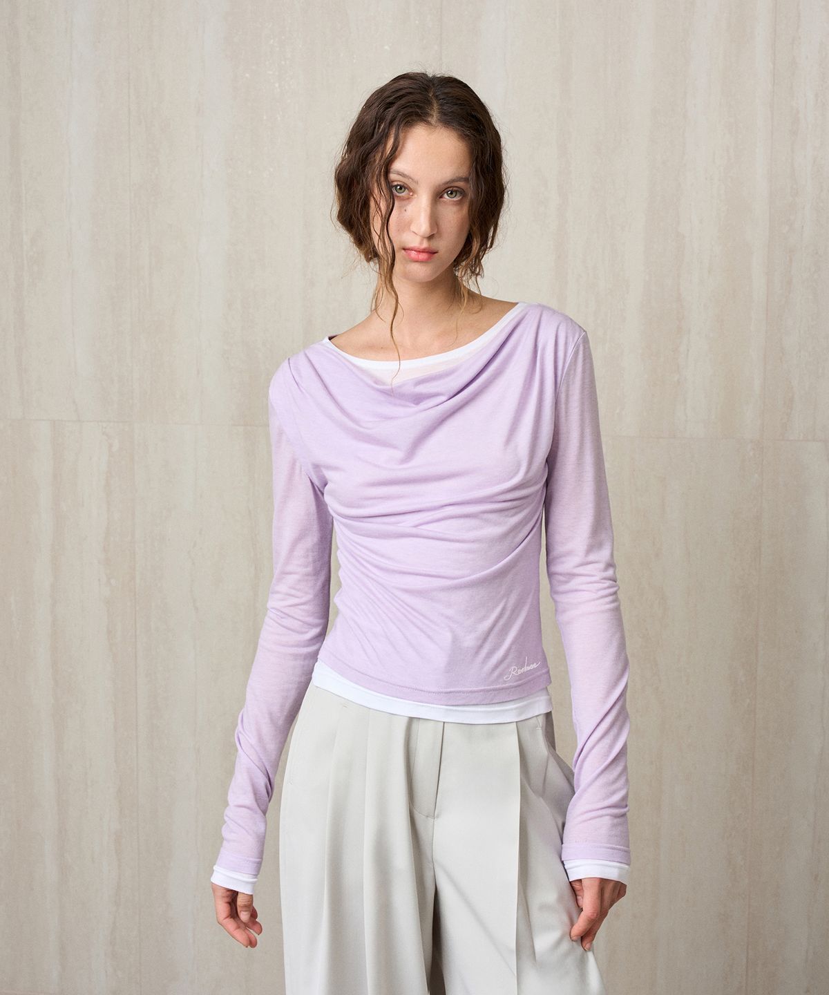 리이(RE RHEE) WOOL JERSEY LAYERED TOP LILIAC