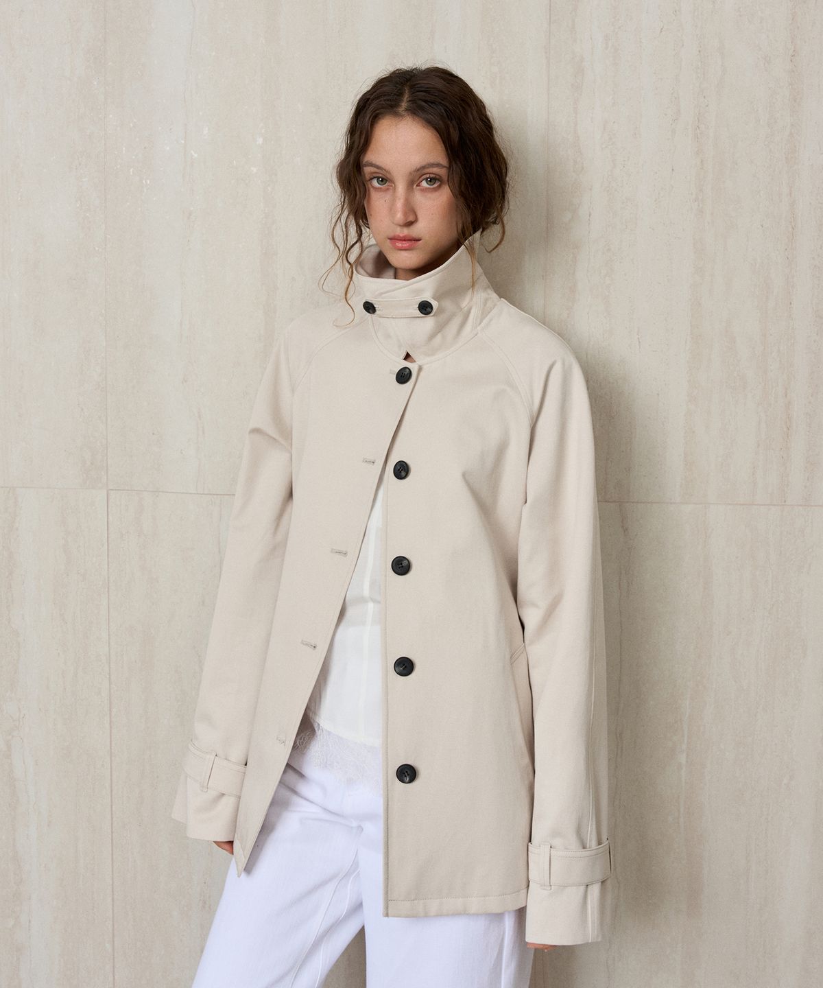 리이(RE RHEE) BELTED TRENCH JACKET