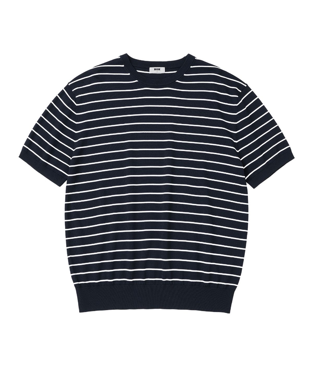 엑스오엑스(XOX) 베이직 쿨 라운드 크롭 반팔 니트 [NAVY ST]