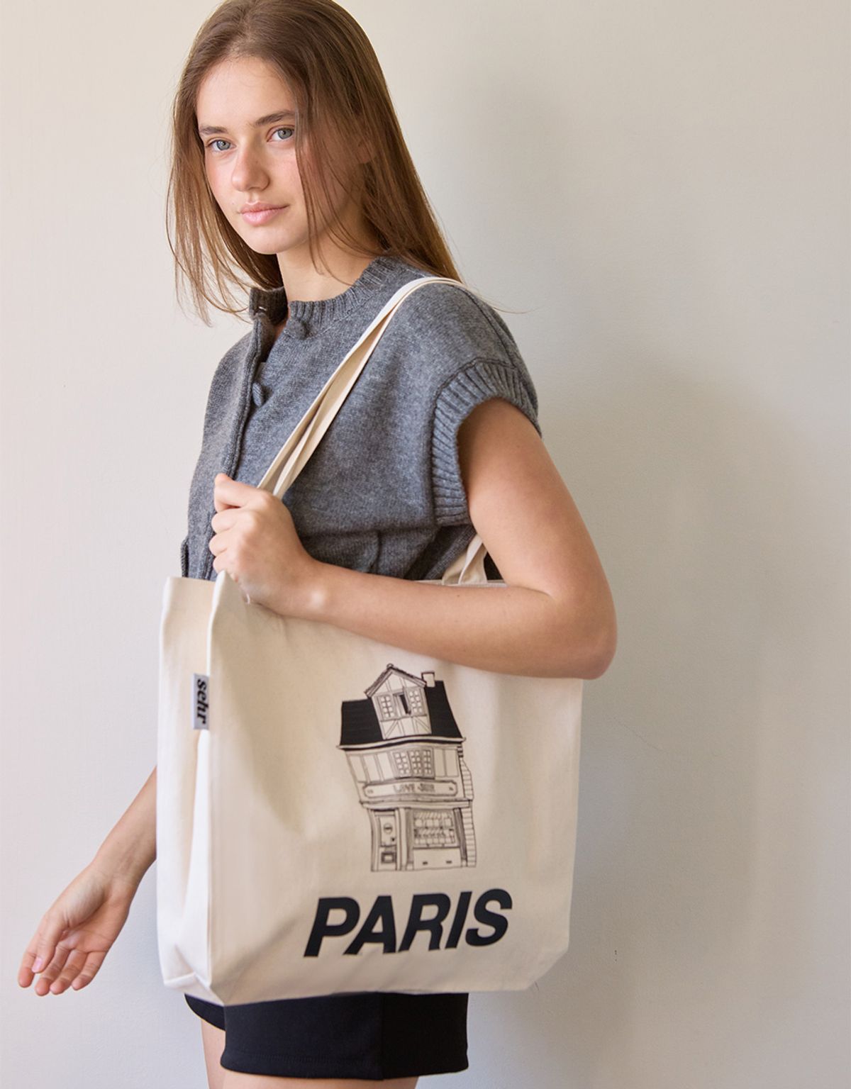 세르(SEHR) Light Twill Middle Bag (Paris-Ivory)