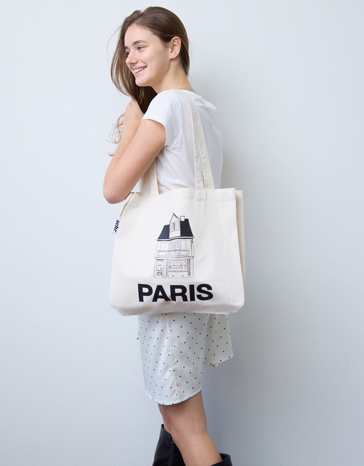 세르(SEHR) Light Twill Middle Bag (Paris-Ivory)