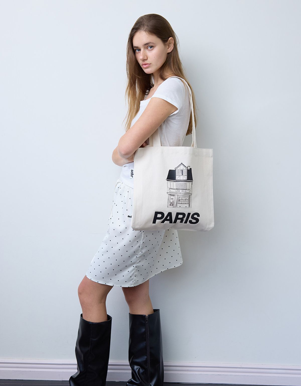세르(SEHR) Light Twill Middle Bag (Paris-Ivory)