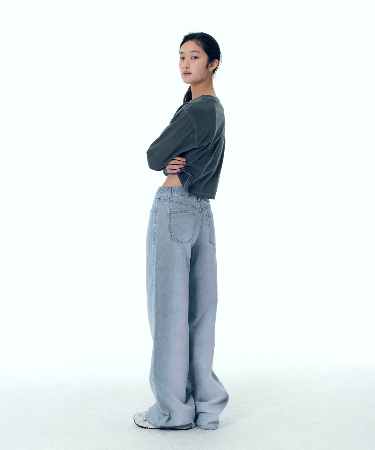 플랙 우먼(PLAC WOMEN) 핑크 브러시 스트레이트 데님팬츠 T23 라이트블루