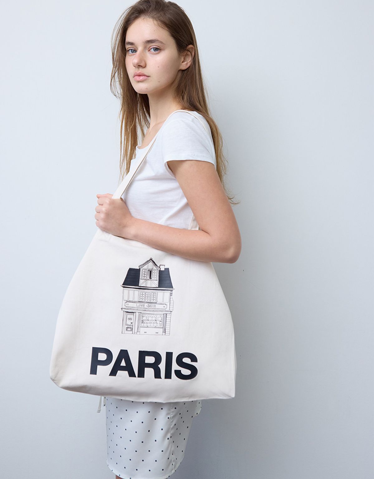 세르(SEHR) Light Twill Big Bag (Paris-Ivory)