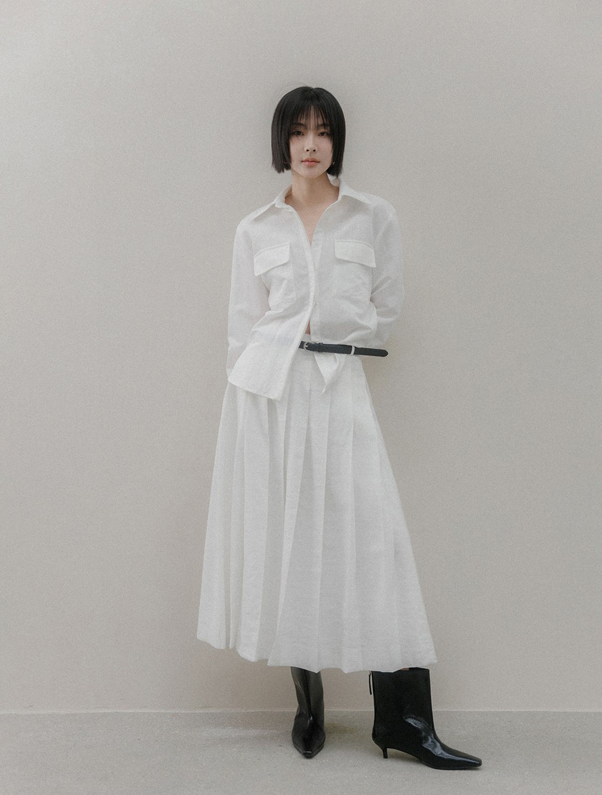 메무아(MEMUA) 에디트 블라우스 스커트 셋업(데님)