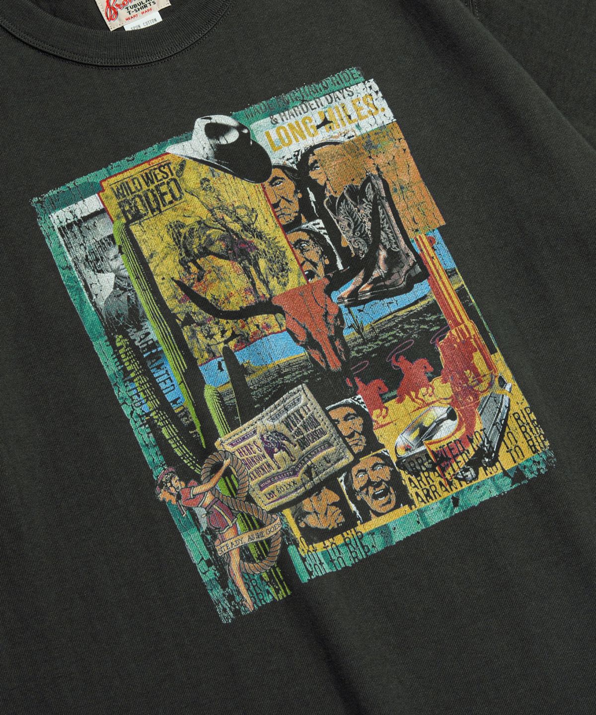 브론슨(BRONSON) Western Collage Loopwheeled Graphic Tee Vintage Black