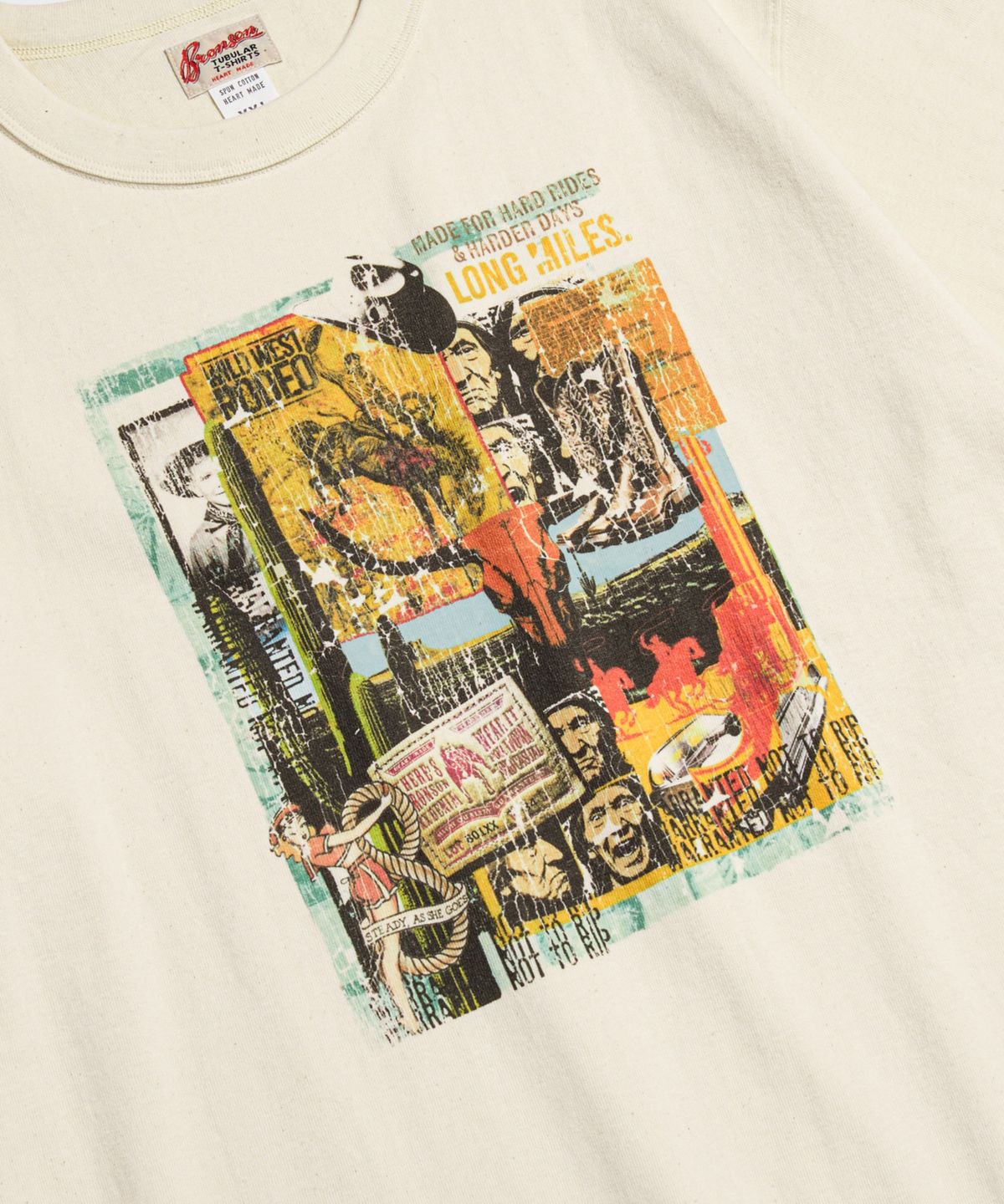 브론슨(BRONSON) Western Collage Loopwheeled Graphic Tee Apricot