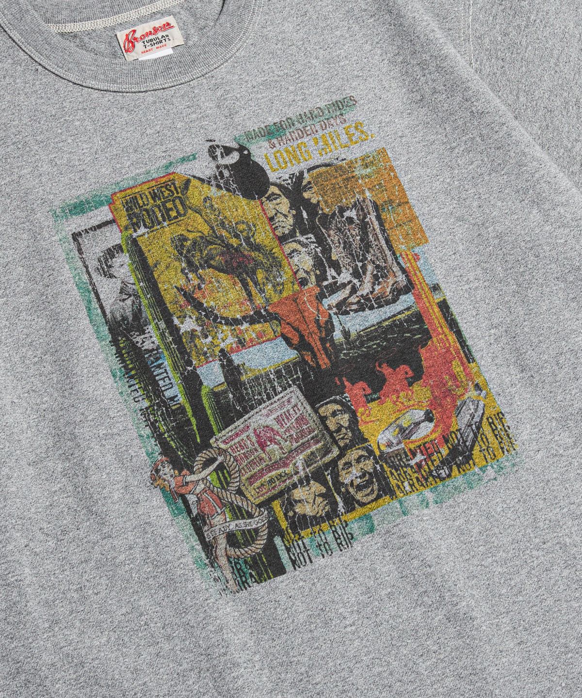 브론슨(BRONSON) Western Collage Loopwheeled Graphic Tee Melange