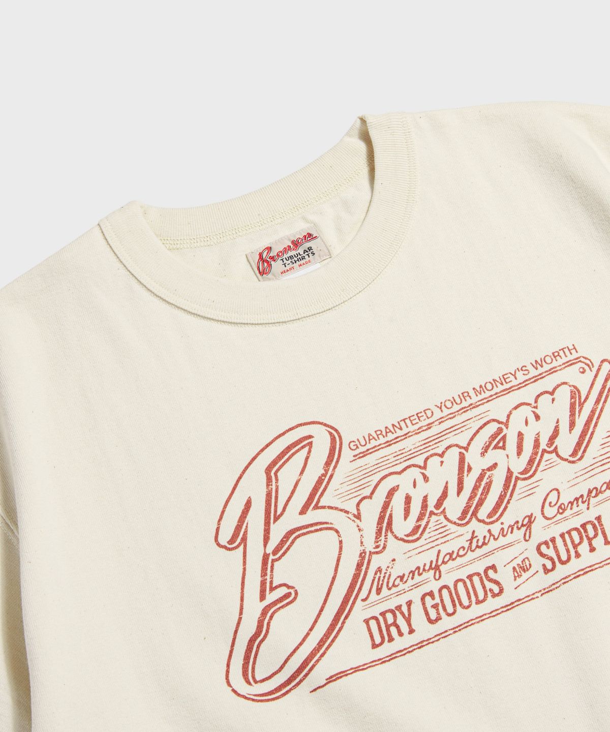 브론슨(BRONSON) Vintage Signage Loopwheeled Graphic Tee Apricot