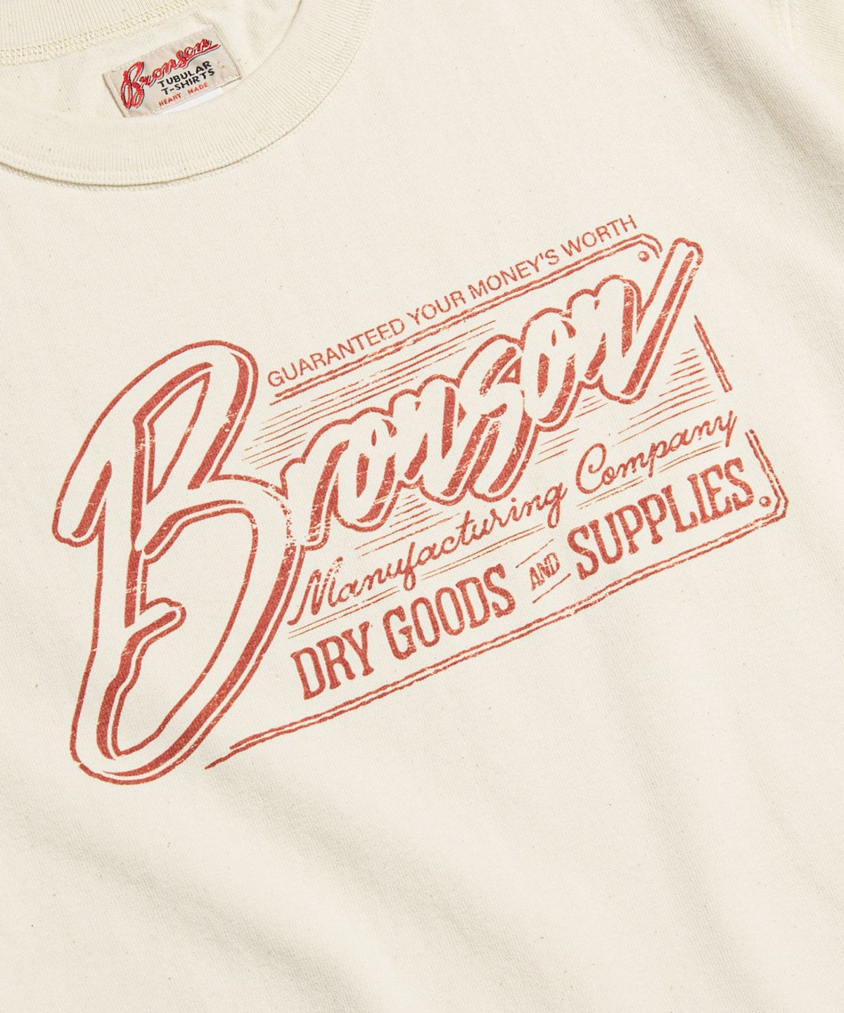 브론슨(BRONSON) Vintage Signage Loopwheeled Graphic Tee Apricot
