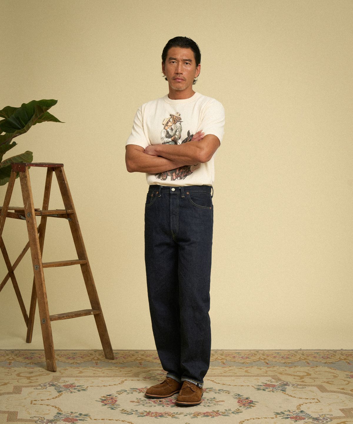 브론슨(BRONSON) West Romance Loopwheeled Graphic Tee Apricot