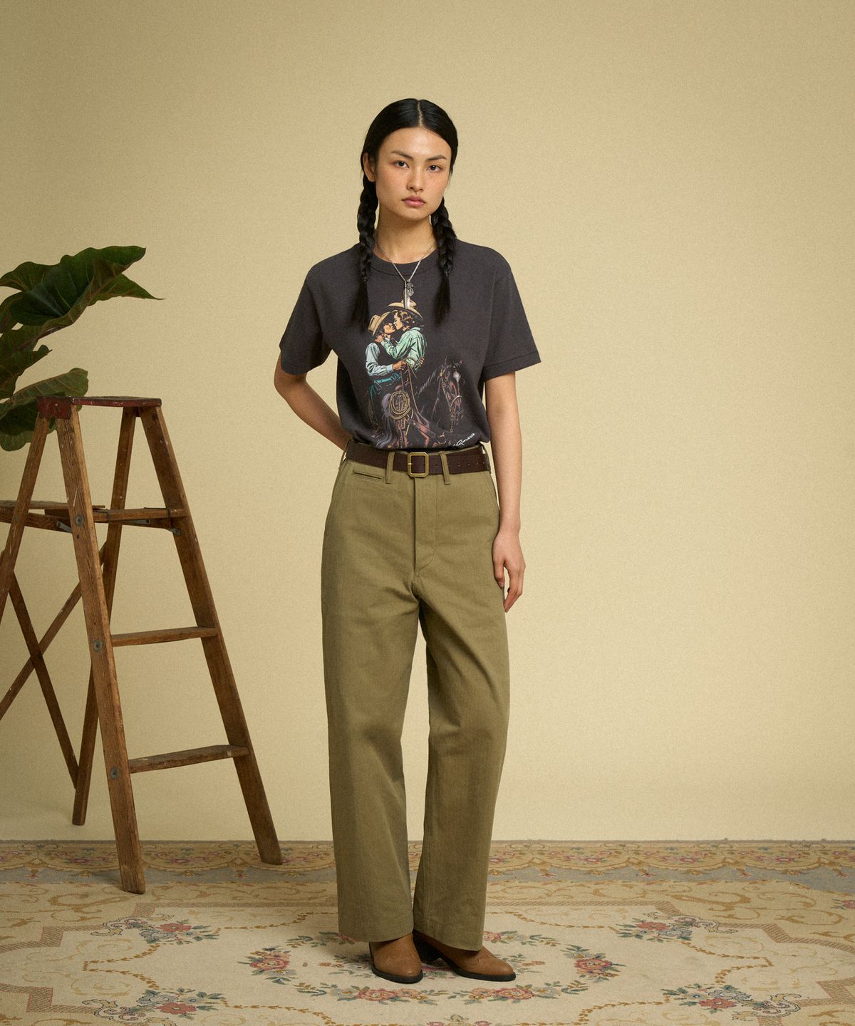 브론슨(BRONSON) West Romance Loopwheeled Graphic Tee Melange