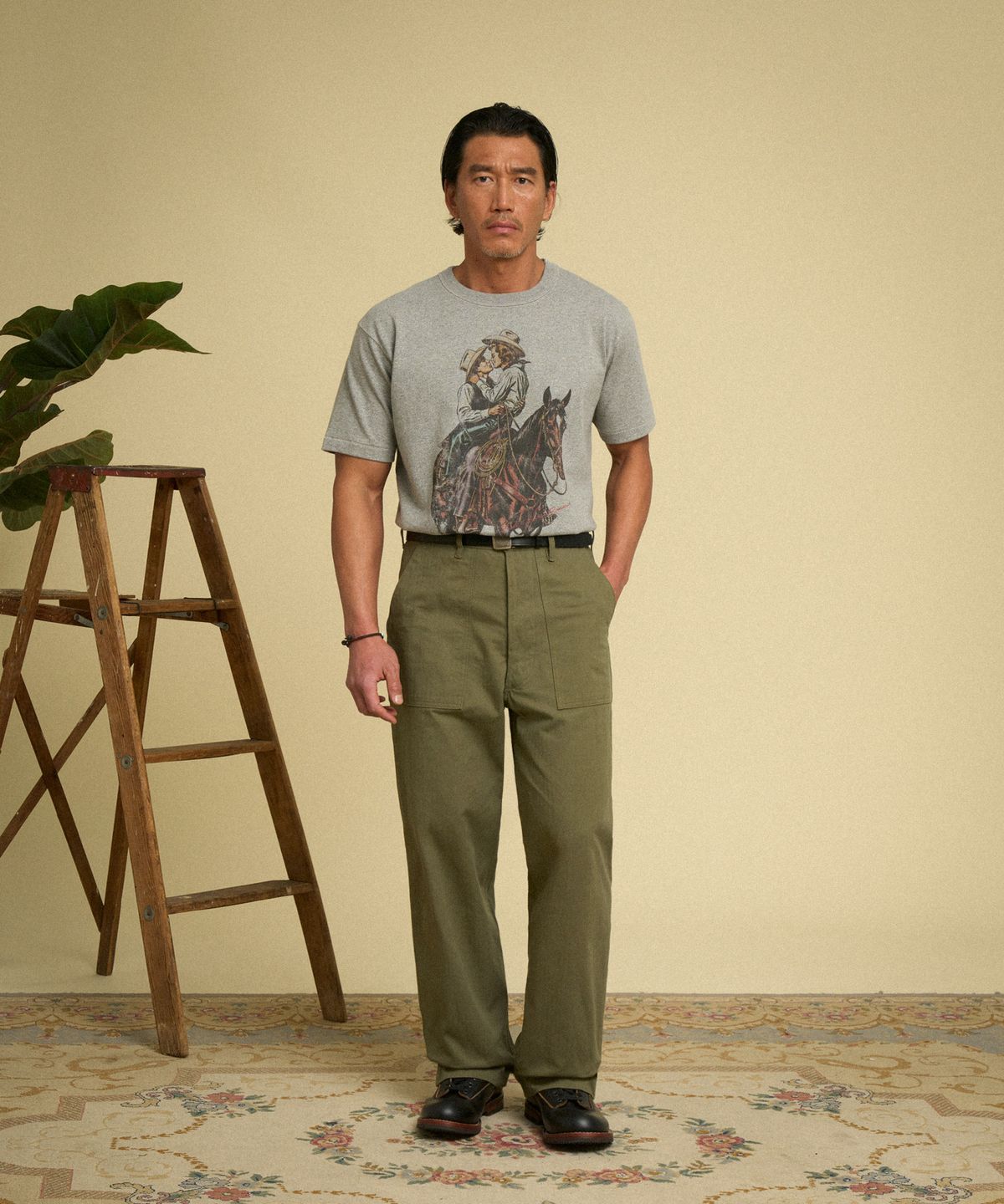 브론슨(BRONSON) West Romance Loopwheeled Graphic Tee Melange