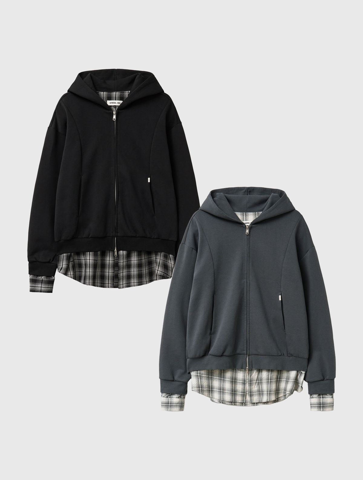 제너럴아이디어(GENERALIDEA) UNISEX 셔츠 레이어드 후드집업 [2COL] / GF1UJP004