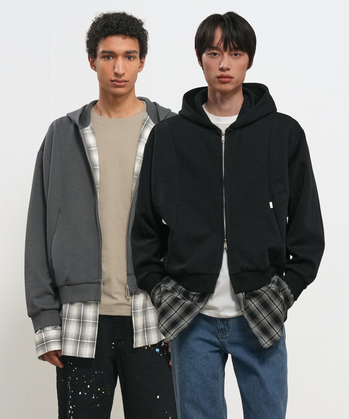 제너럴아이디어(GENERALIDEA) UNISEX 셔츠 레이어드 후드집업 [2COL] / GF1UJP004
