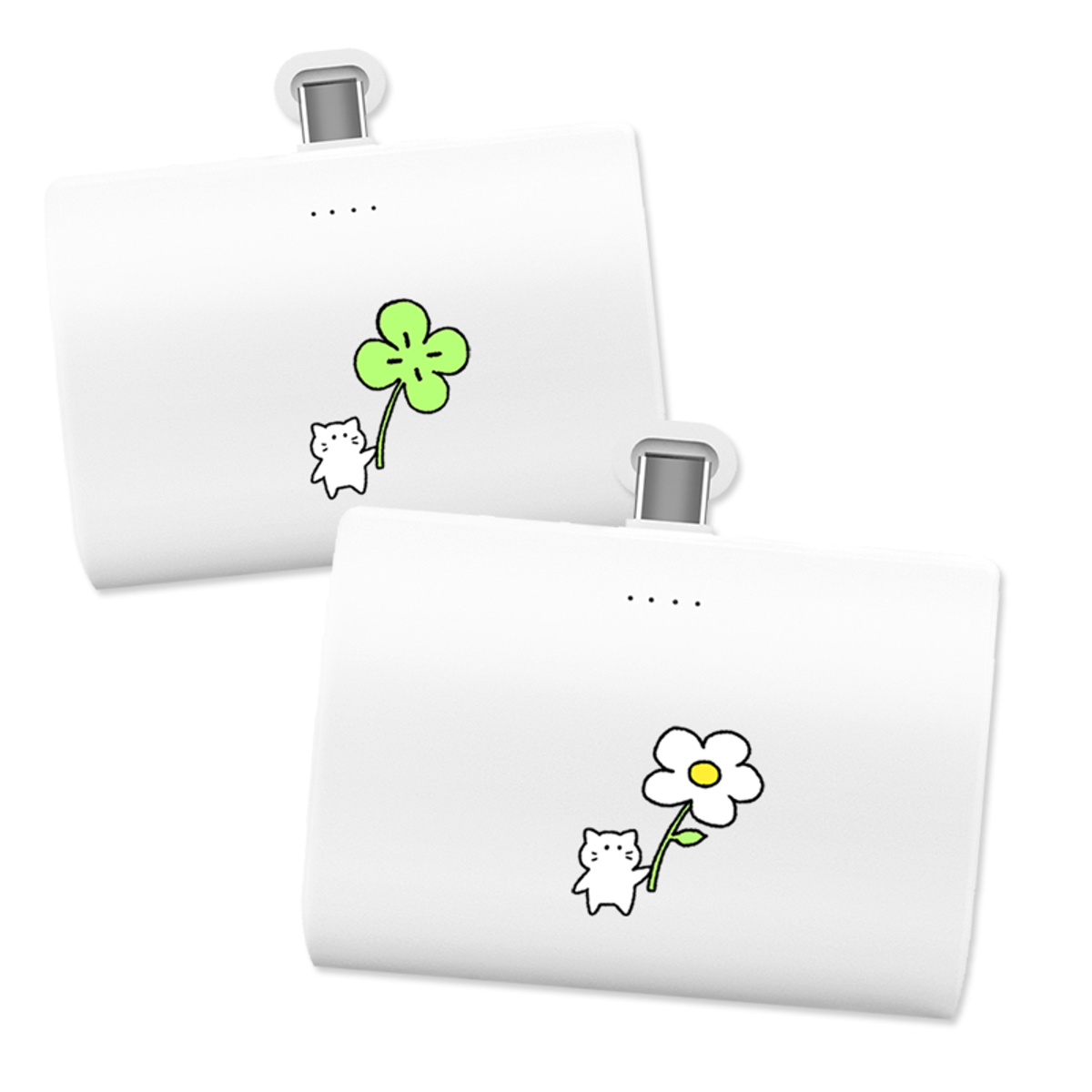 이레케이스앤굿즈(IRECASEGOODS) BZ 꽃냥이 네잎냥이  아이폰 갤럭시 듀얼 도킹 보조배터리 10000mah