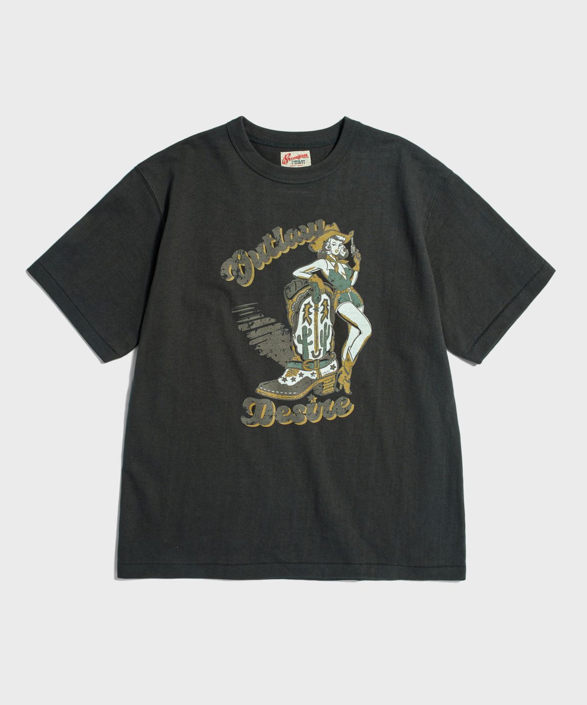 브론슨(BRONSON) Western Boot Loopwheeled Graphic Tee Vintage Black